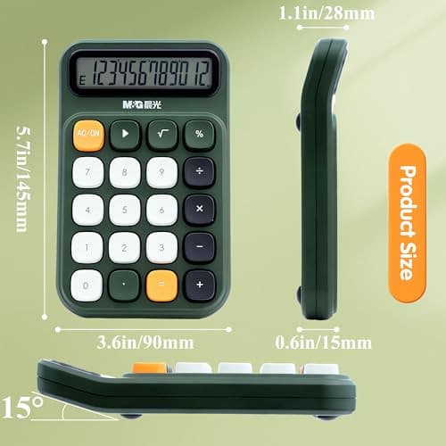  Desktop Calculator 12 Digit Mechanical Switch Calculator with Large LCD Green 6