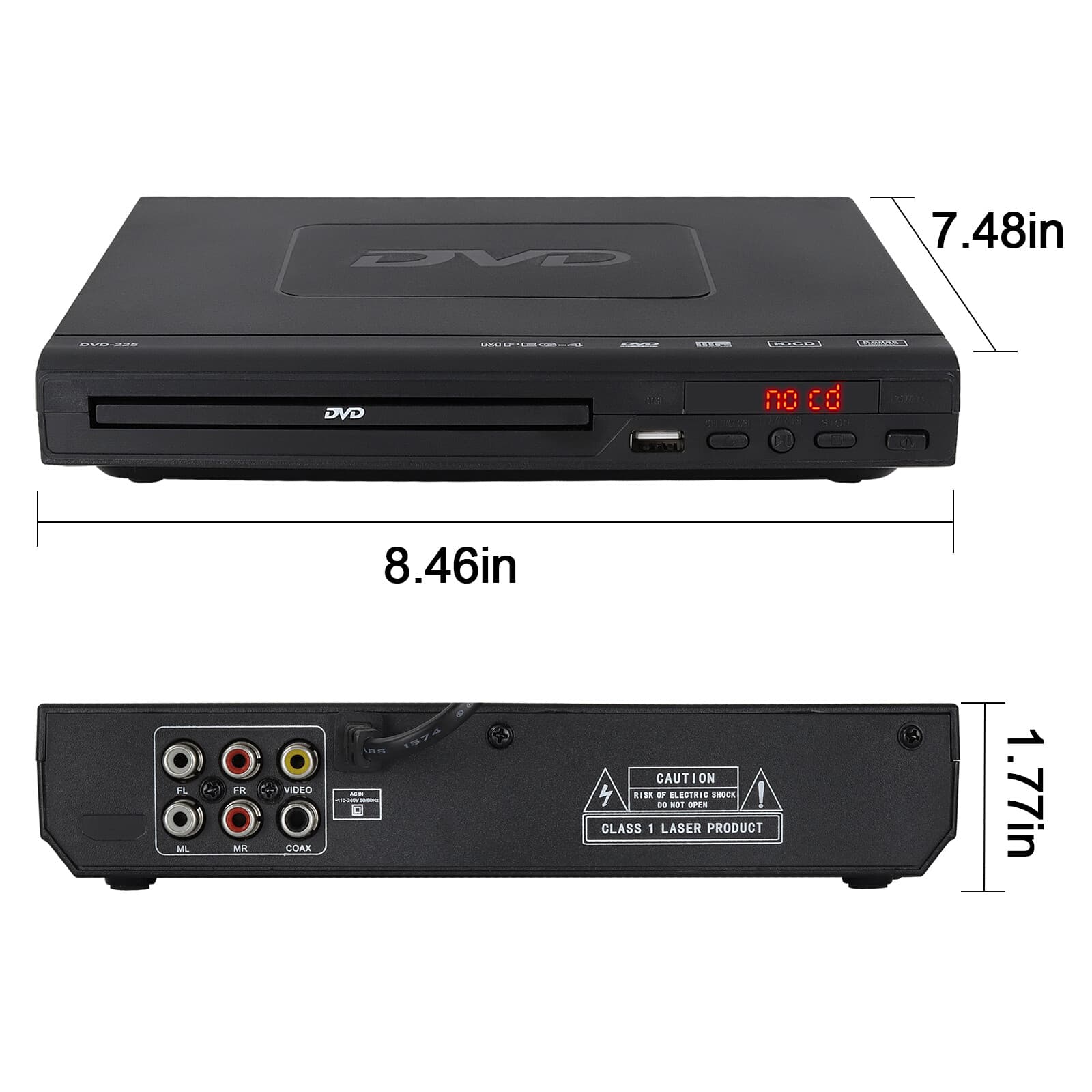 DVD Player All Region Free DVD CD Disc Player AV Output USB Remote Control P1H9 6