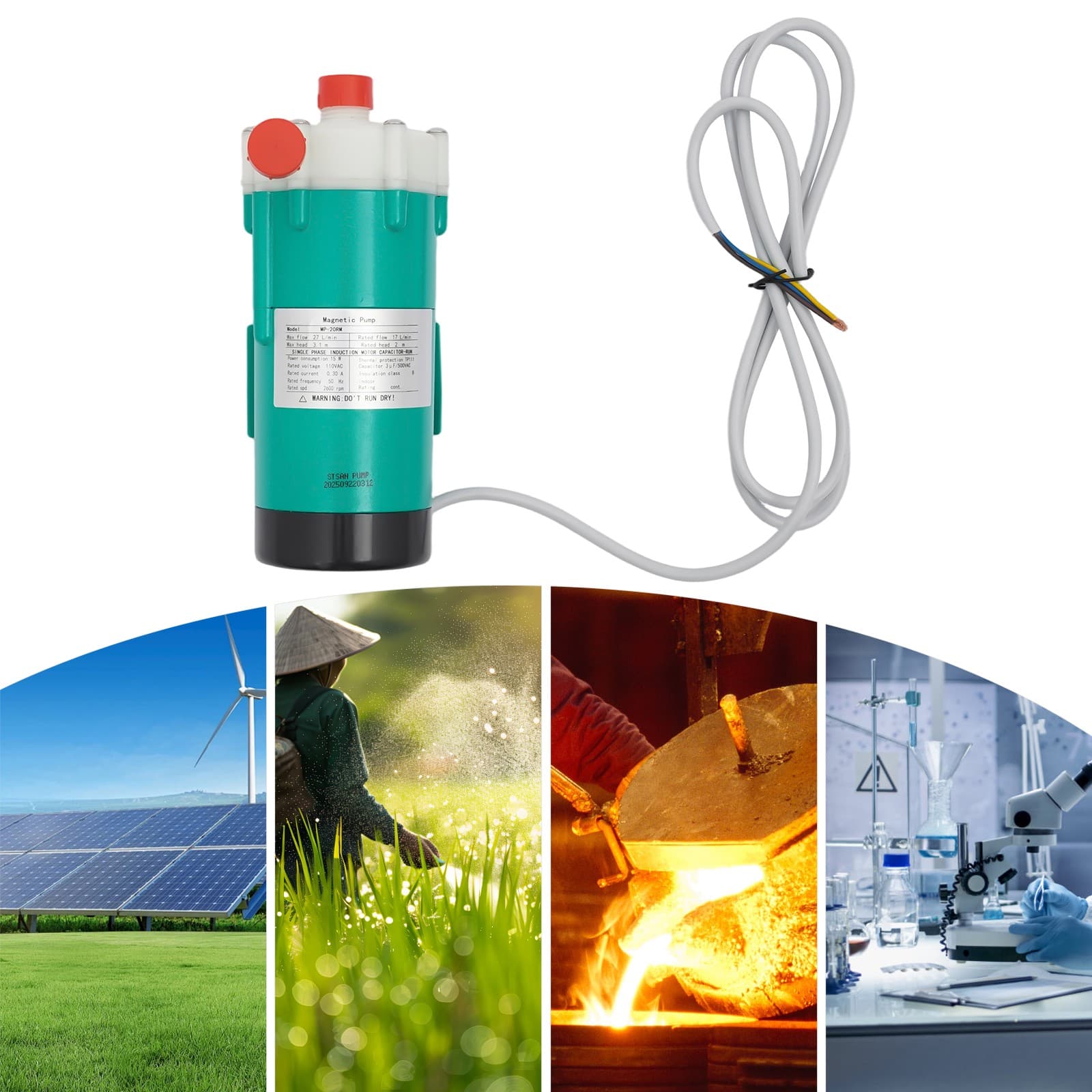 27L/Min Magnetic Drive Water Pump Industrial Chemical Water Pump 2600r/Min 15W