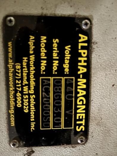 58" x 26" ALPHA-MAGNETS "AC2000SD" ELECTROMAGNETIC CHUCK W/SD CONTROLLER -#28932 5