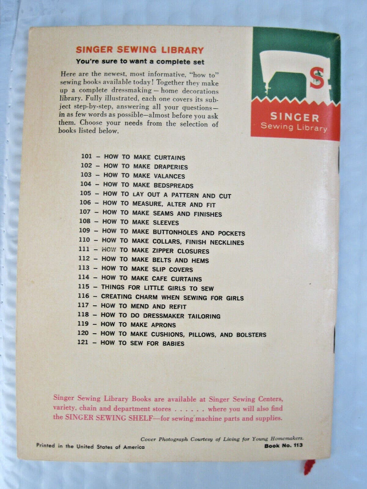 Singer Sewing Library 113 How To MAKE SLIP COVERS 1961 32pg booklet 4