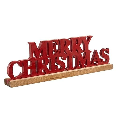 Rustic Red Merry Christmas Signs for Home Decor 16 Inches, Handmade Distressed  2