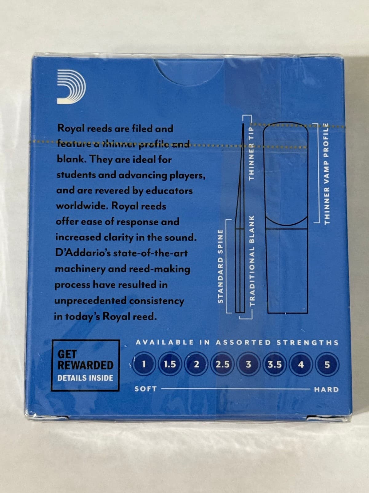 1 Box Rico Royal Alto Saxophone Reeds, Strength 2.5, 10-pack  New Unopened 2