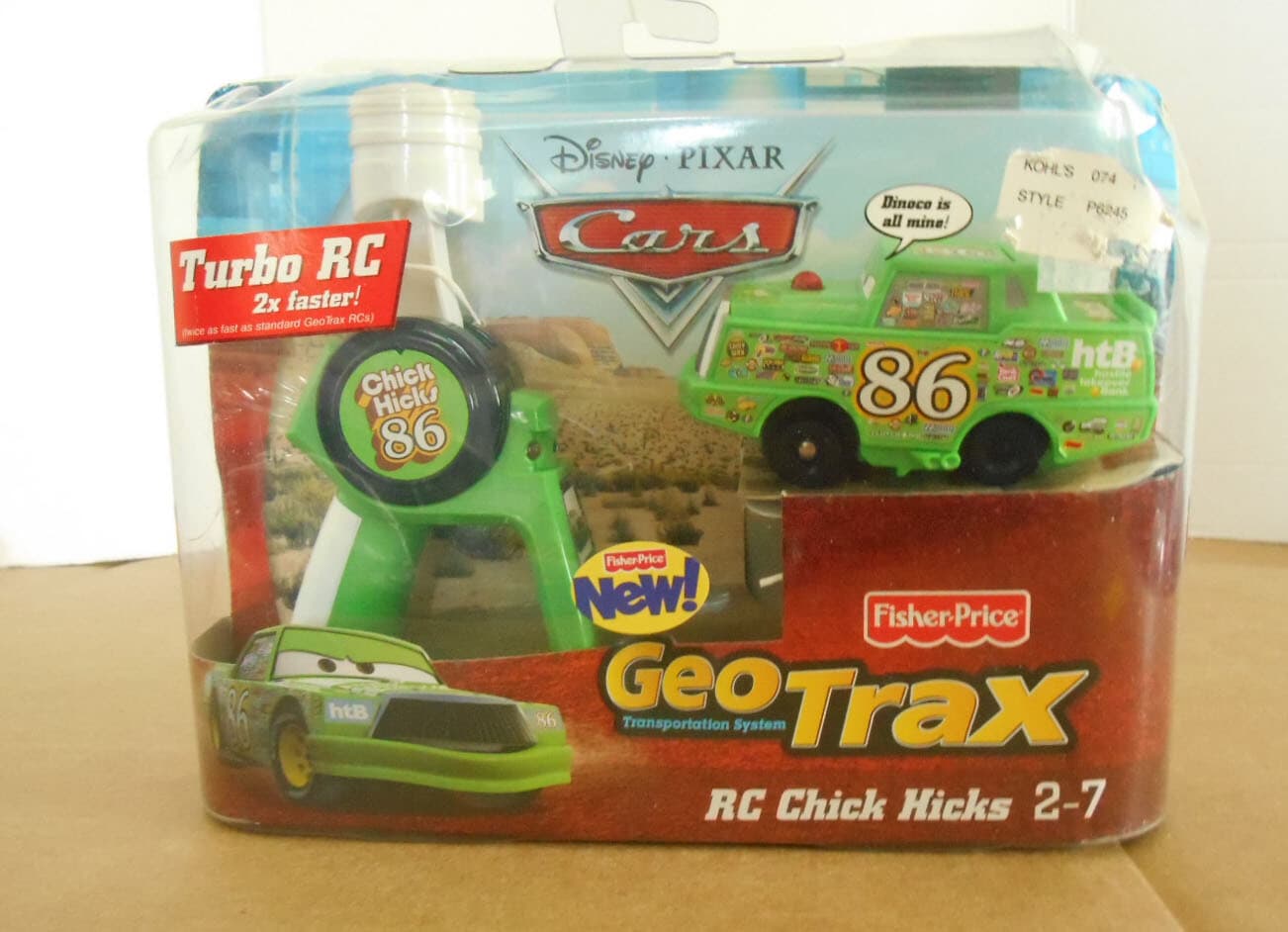 Fisher Price Geotrax Turbo RC Chick Hicks 86 Car & Remote New Y9