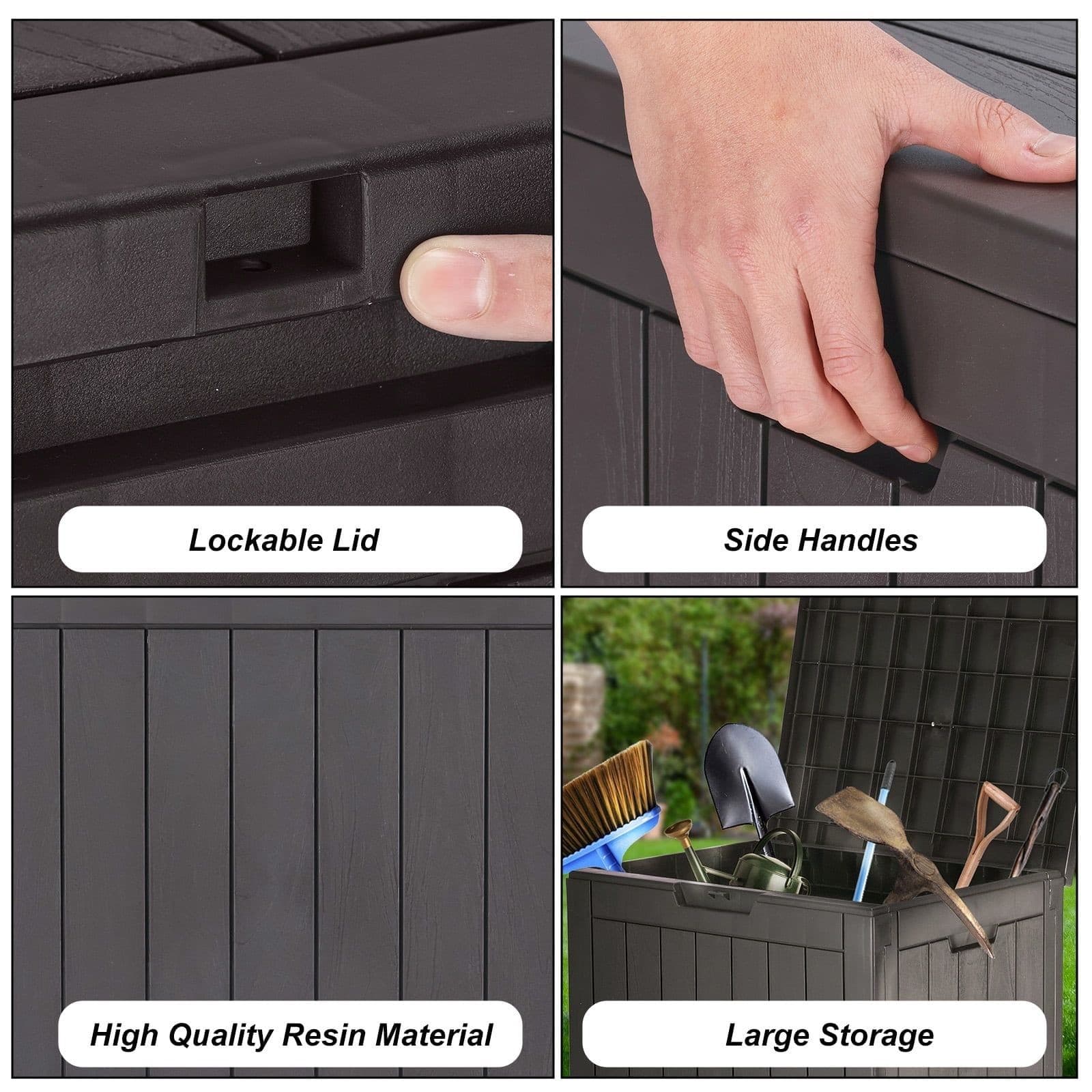 31 Gallon Resin Deck Box, Waterproof UV Resistant Outdoor Storage Box for Garden 5