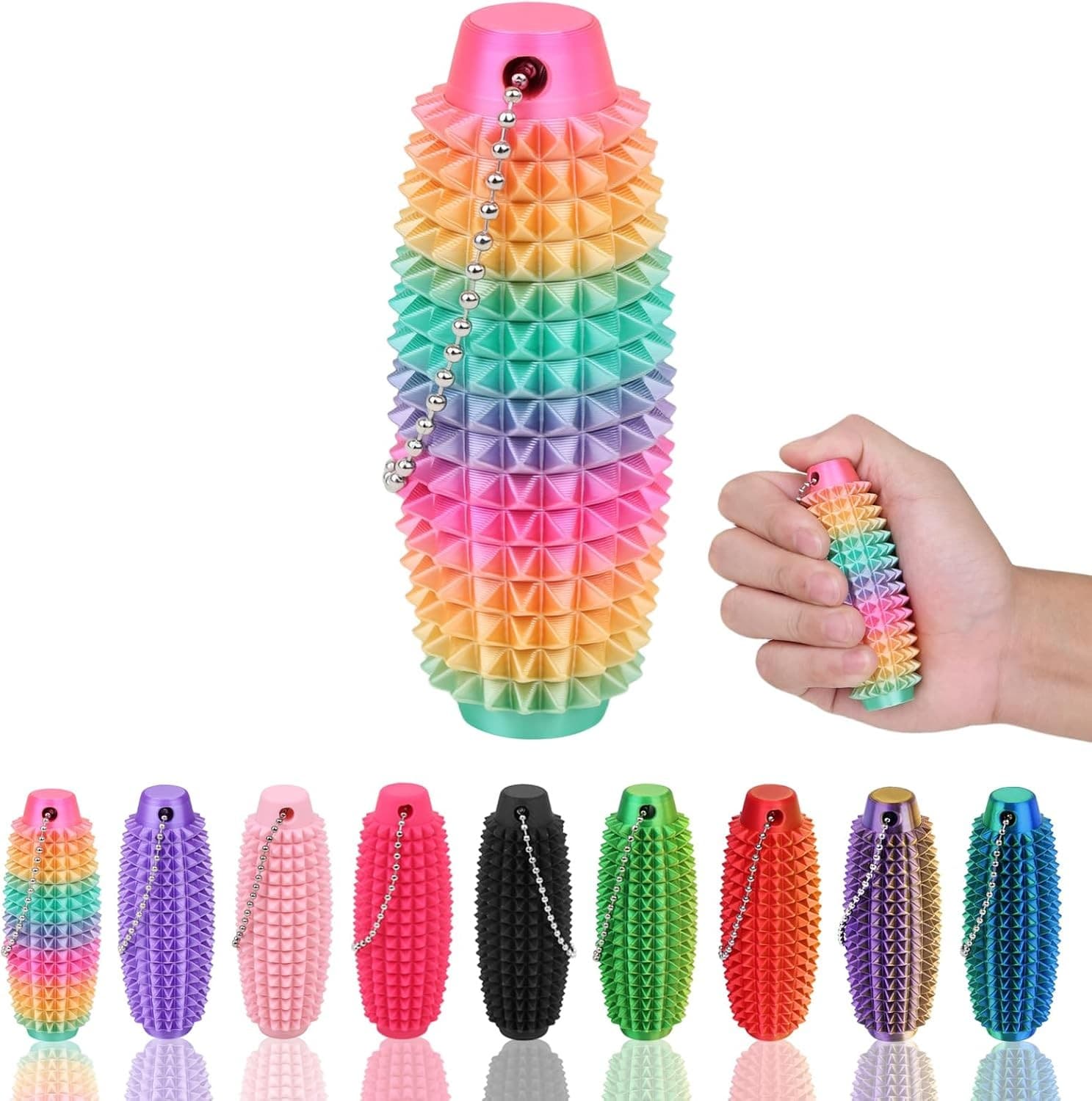 Little Ouchies Pain Stim Fidget Toys,Spiky Grippy Keychain, Rainbow