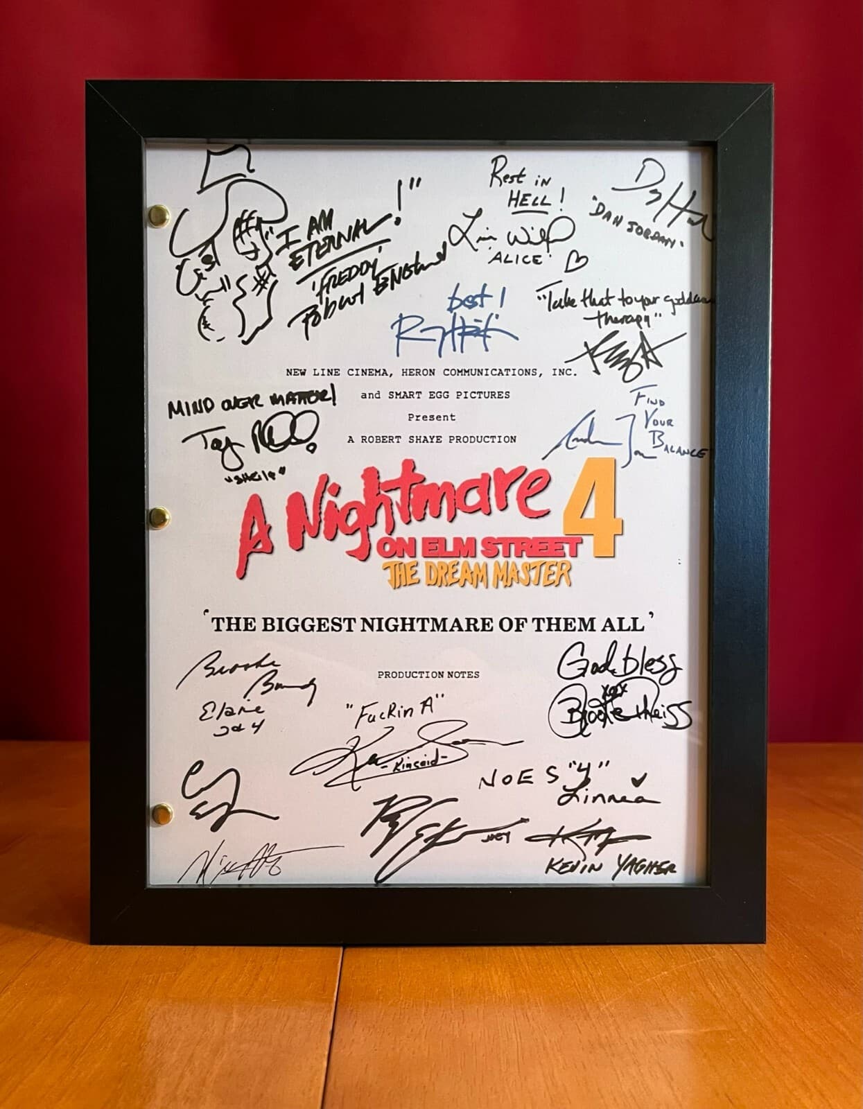 A Nightmare On Elm Street 4 Production Notes- Cast-Signed- Autograph Reprints 6