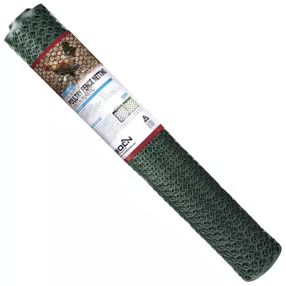 3 Ft. X 25 Ft. Plastic Poultry Hex Garden Fence Netting, Green 6