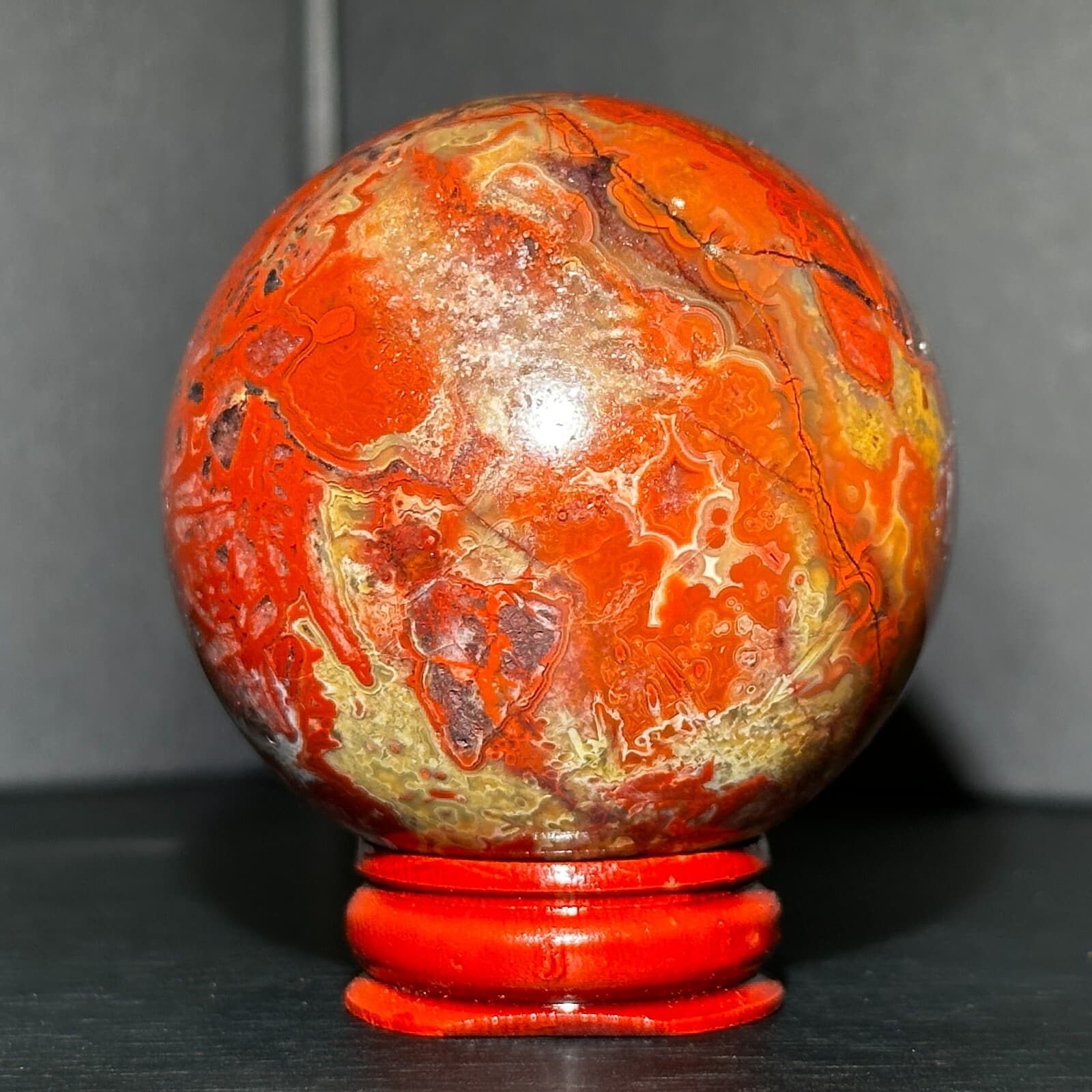 204G Natural Mexican agate Crystal Ball Reiki Healing Energy Decoration 5