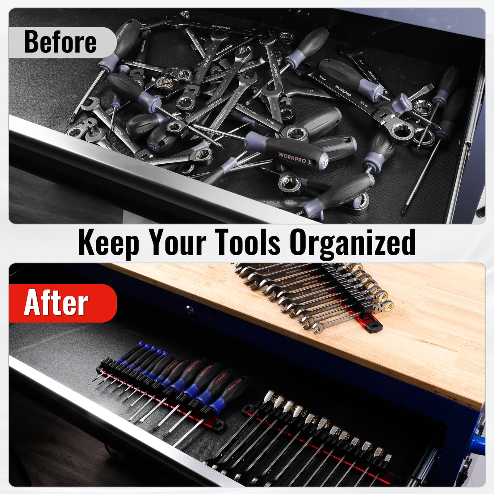 WORKPRO Magnetic Screwdriver Organizer&Wrench Organizer (Tools not Included) NEW 4