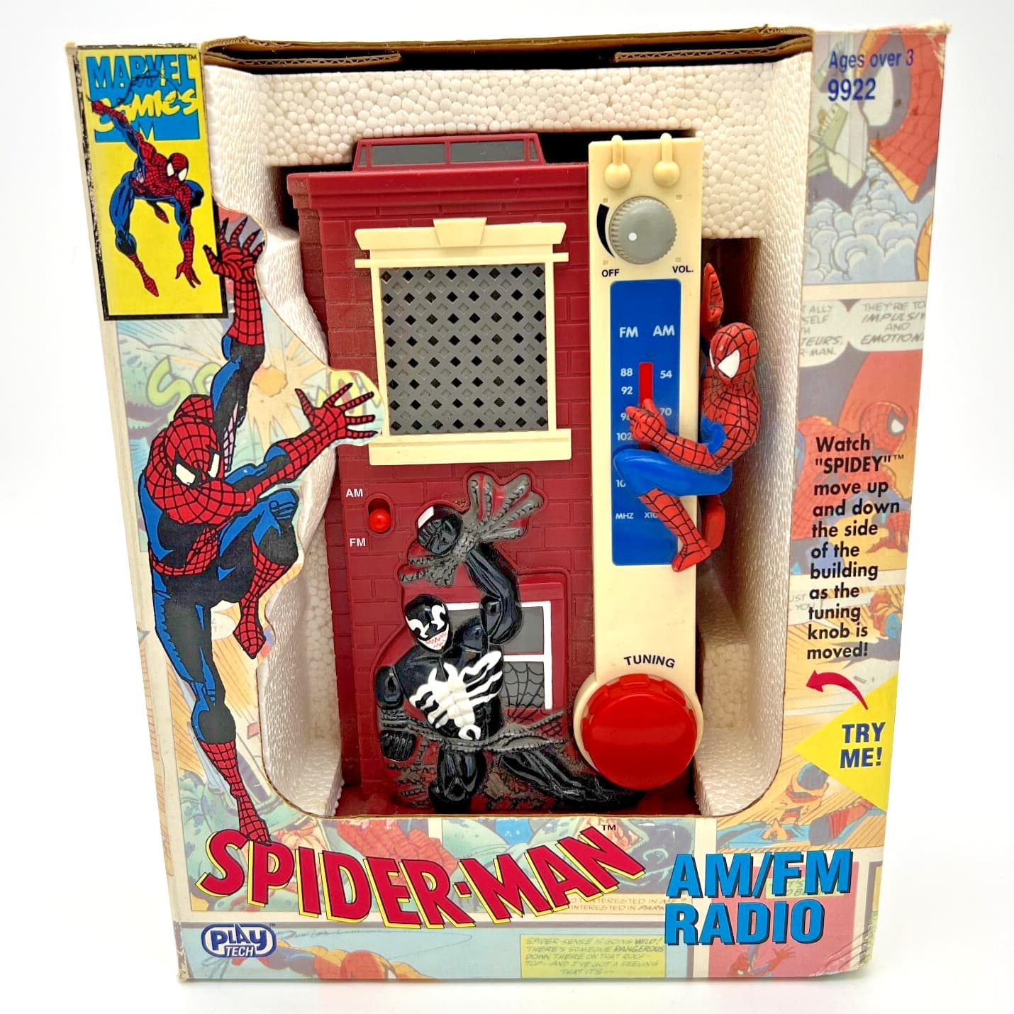 1993 Play-Tech Marvel Comics SPIDER-MAN & VENOM AM/FM Radio