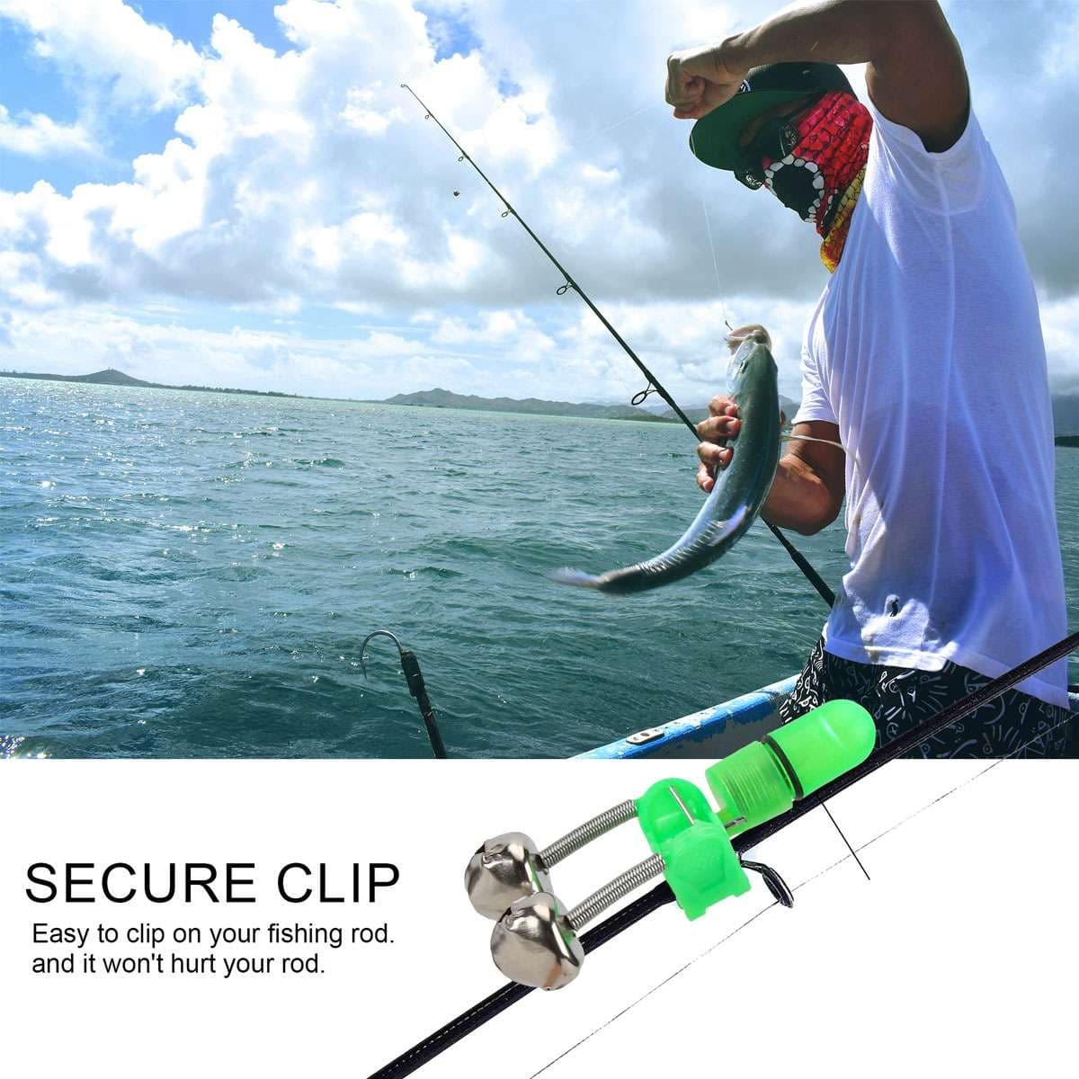 20 PCS LED Night Fishing Bite Bait Alarm 2 Bells Light Rod Tip Clip Alert Ring 4