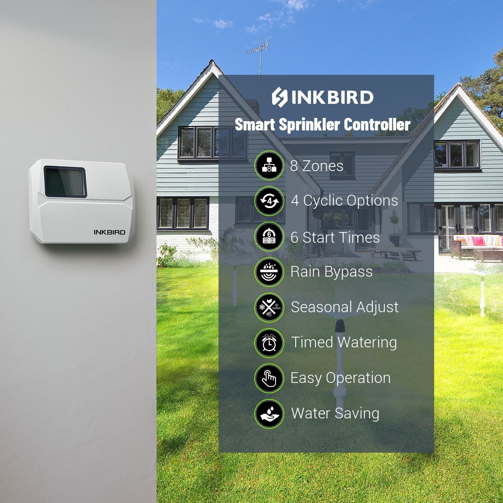 Lawn Smart Sprinkler Controller Watering Timer 8 Stations WiFi Irrigation System 6