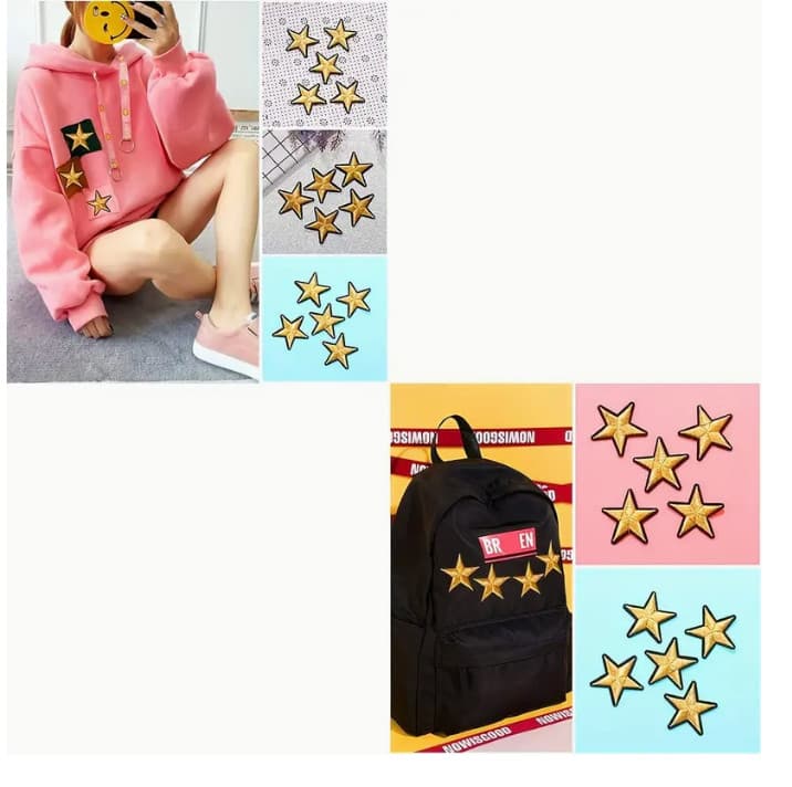 2" GOLD STAR - FIVE POINTED - Embroidered Iron On/Sew-On Patch 4