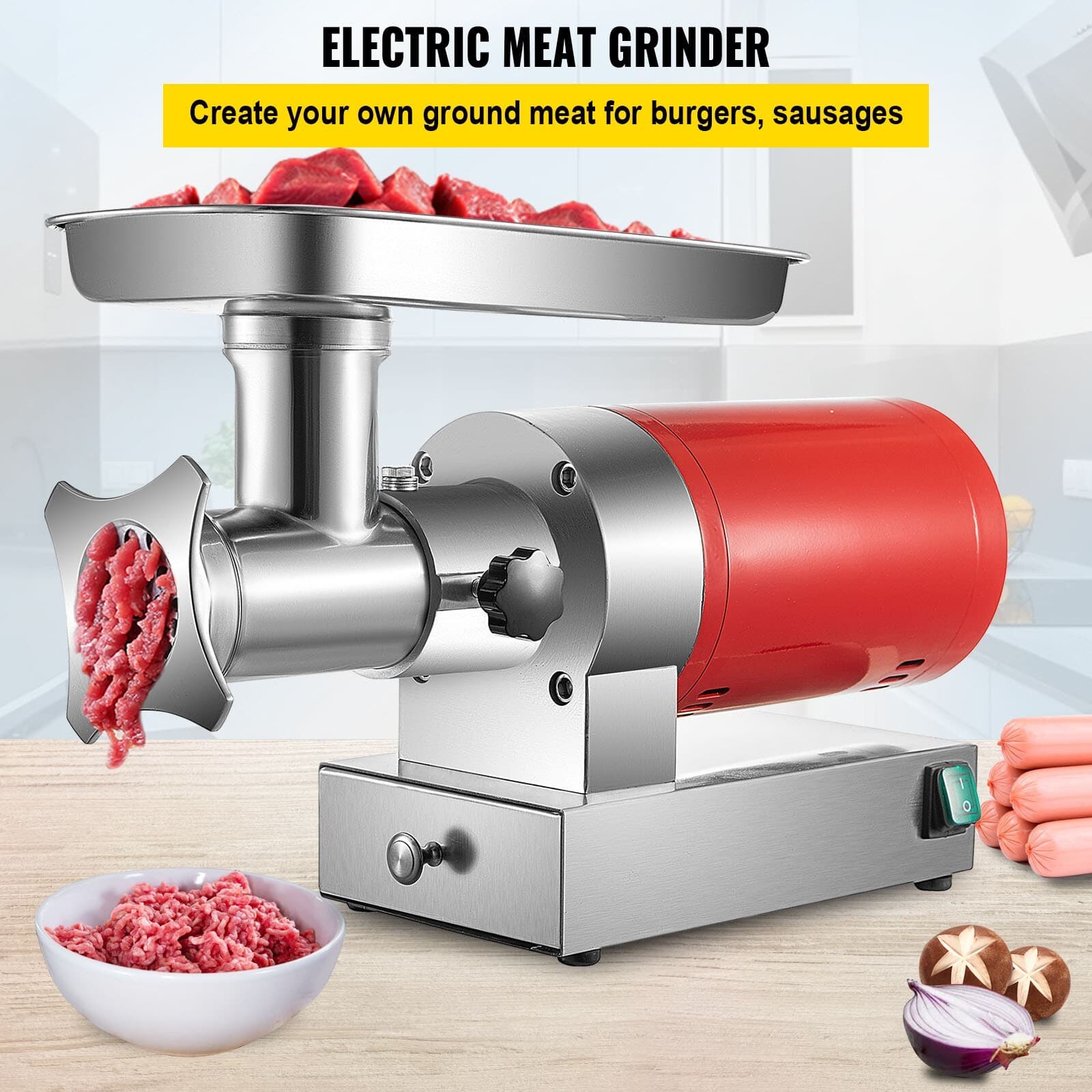 Commercial 660lbs/h Meat Grinder Electric 1.5HP Sausage Stuff Filler Meat Mincer 2