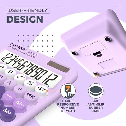  Mechanical Switch Calculator with Solar and Battery Dual Power, 12 Z) Lavender 6