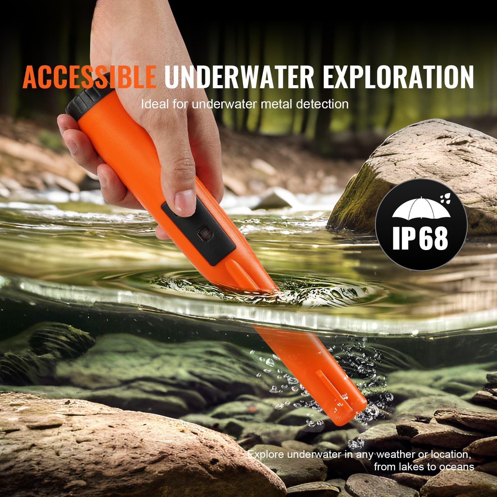 Metal Detector Pinpointer IP68 Waterproof Handheld Detector Wand Probe 2