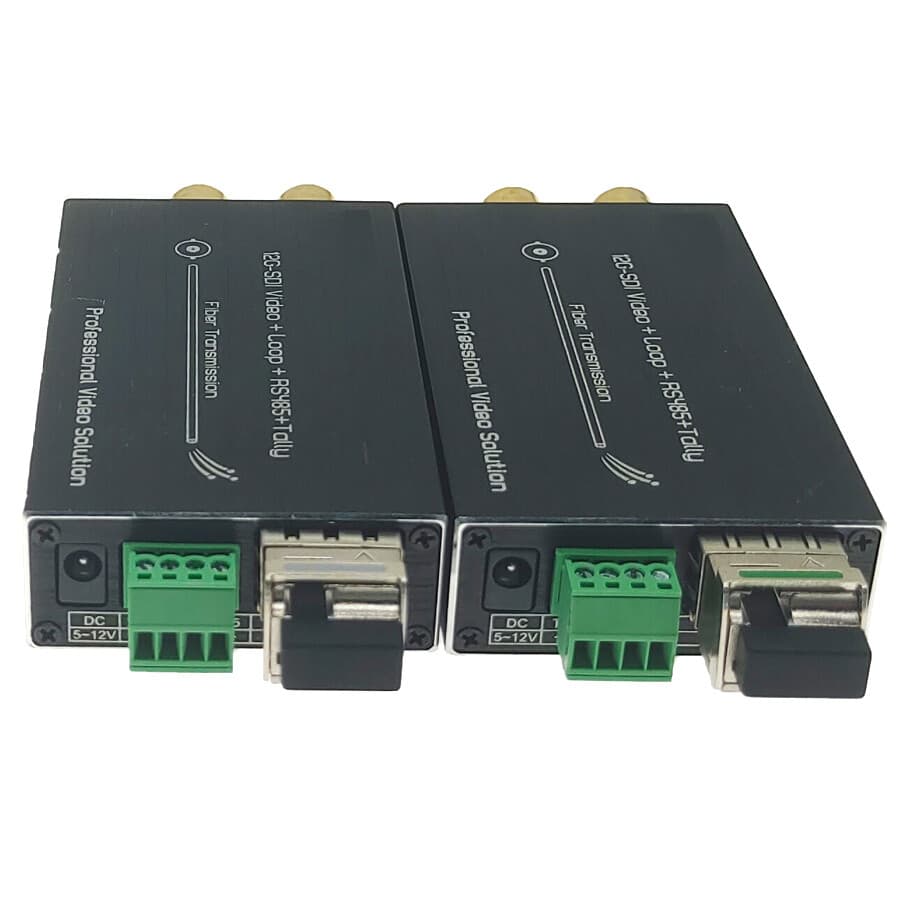 4K UHD 12G SDI Extender LC Fiber Optic Converter RS485 Transmitter Receiver Loop 3