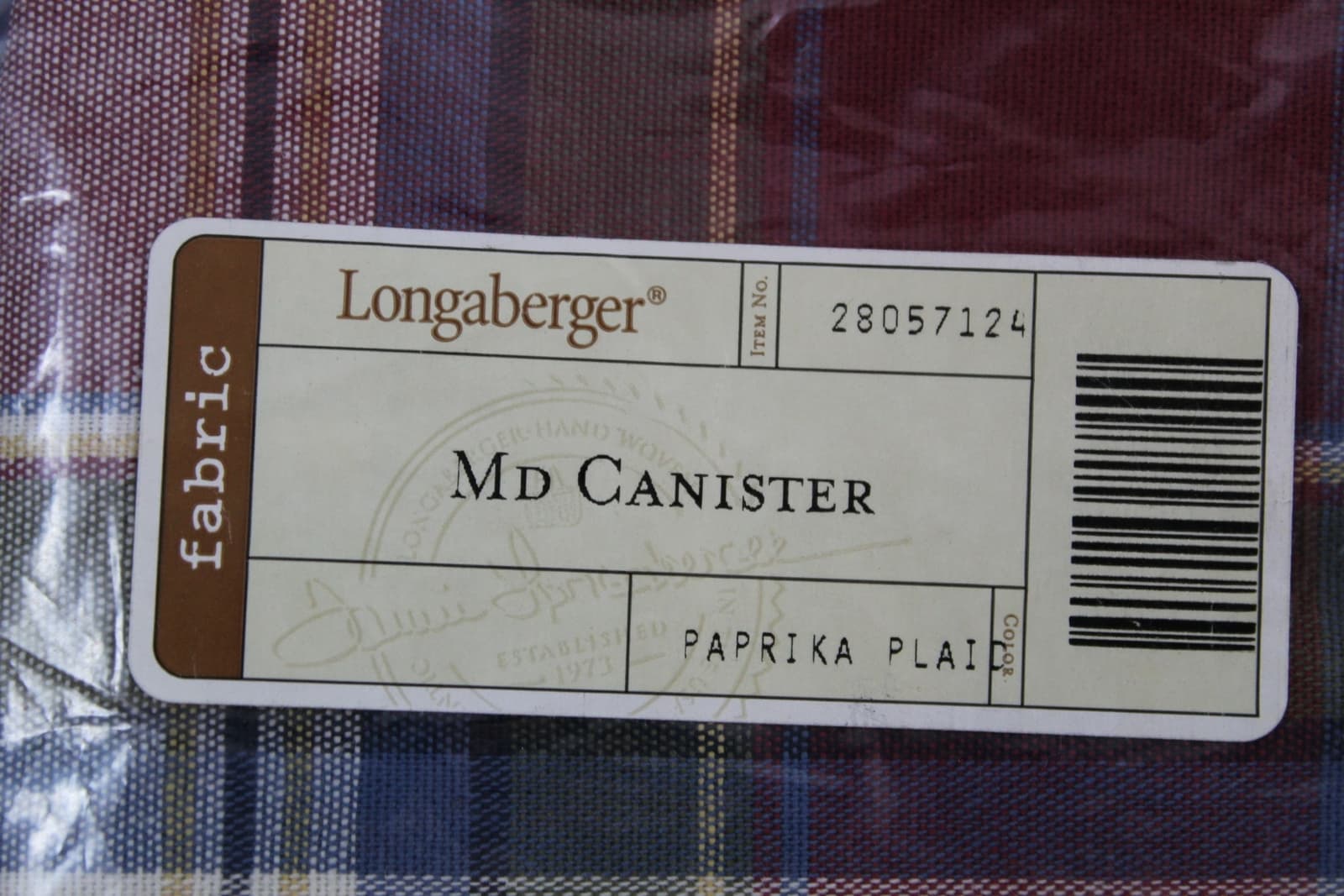 Longaberger Paprika Plaid Medium Canister Basket Liner #28057124 - NEW 3