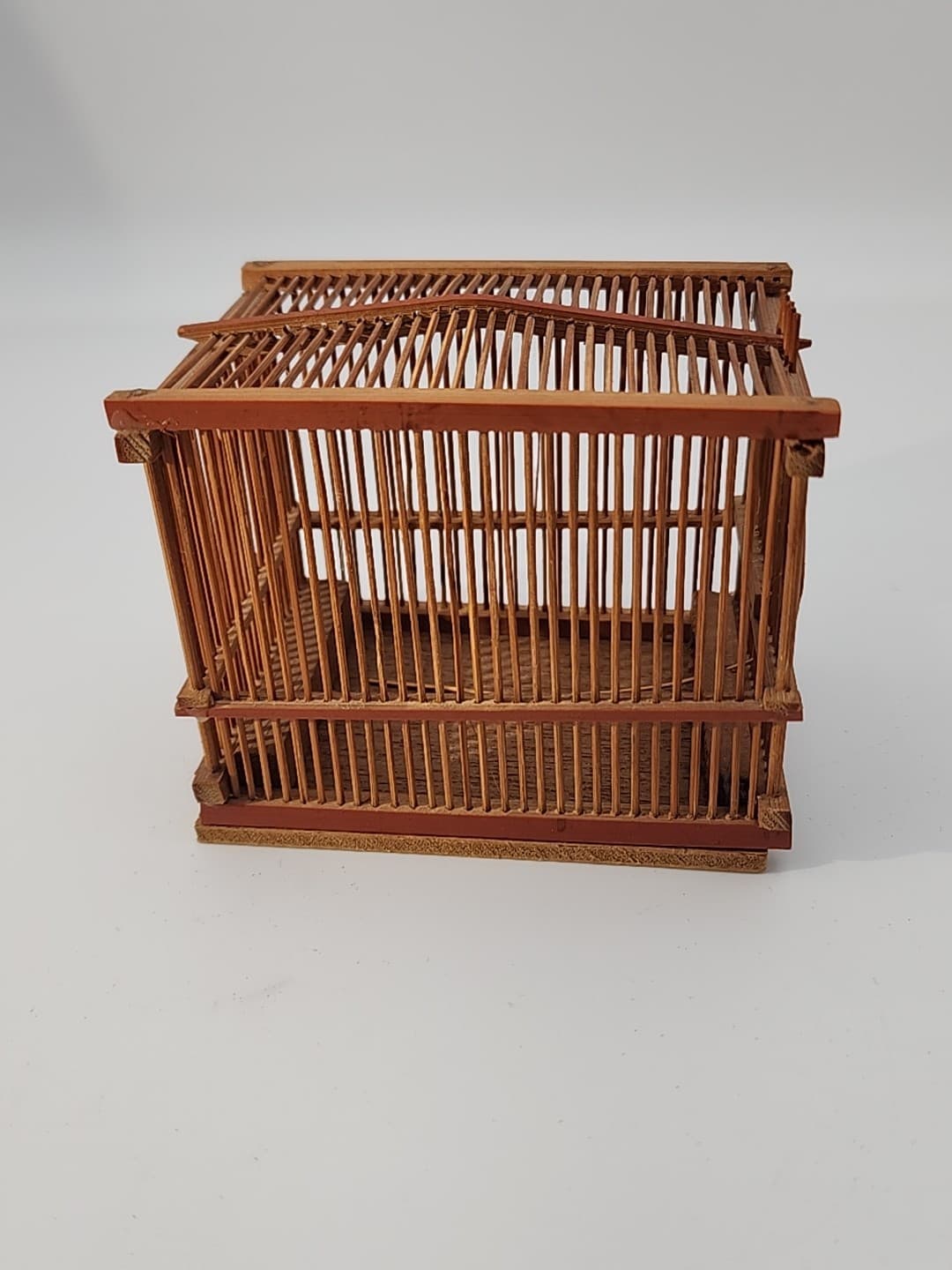 Vintage bamboo wooden lucky cricket cage with sliding door 3