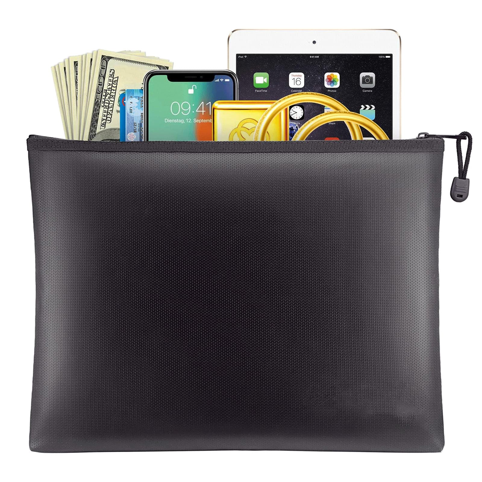 2000 ℉ fireproof money bag, fireproof document bag, waterproof and safe cash- 2