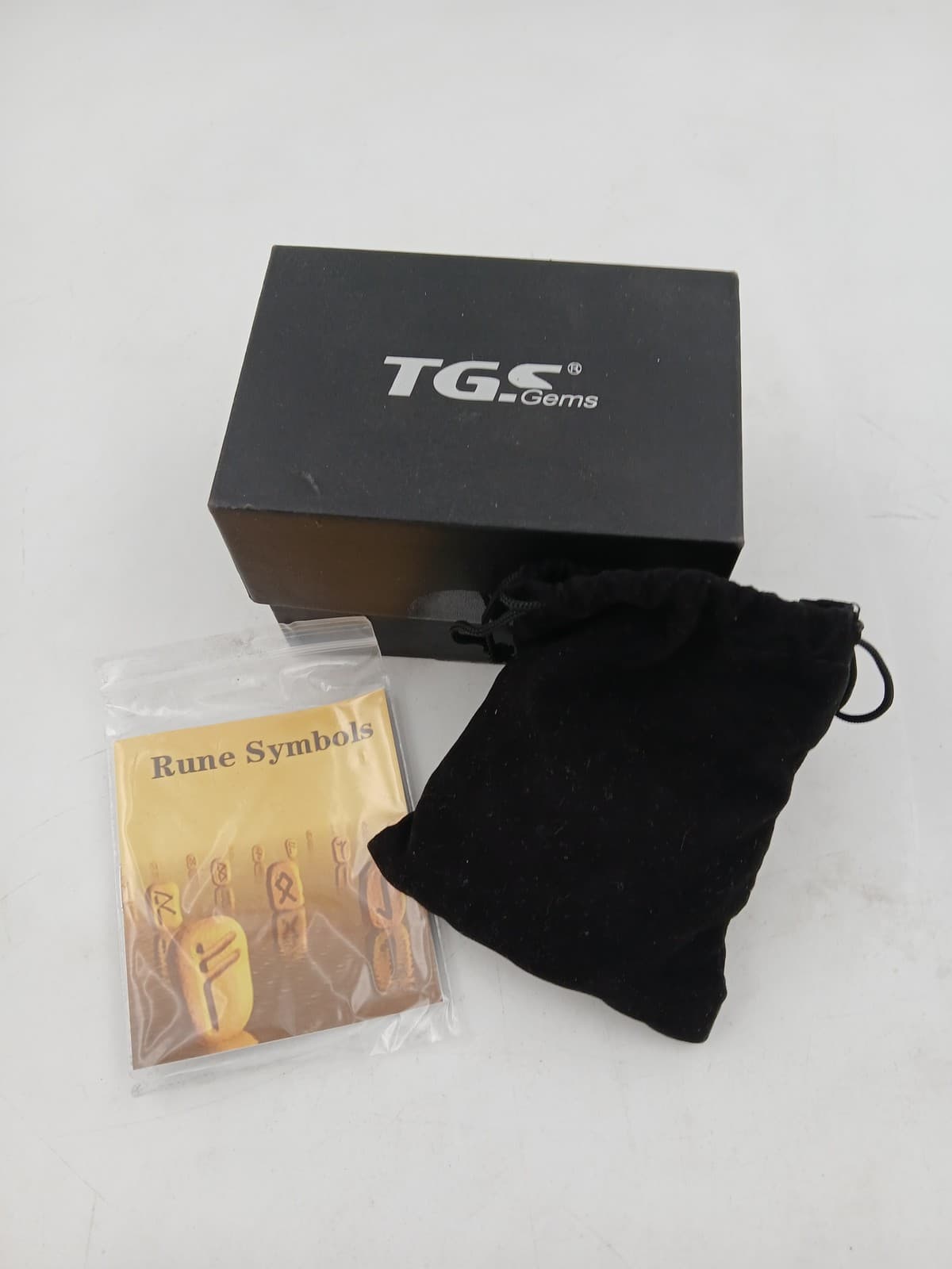 TGS Gems Rune Stones Set Complete Symbols Guide, Pouch & Box Divination Kit
