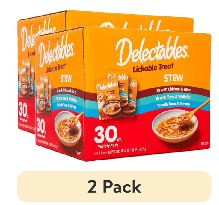 (2 pack) Hartz Delectables Stew Lickable Wet Cat Treats Variety Pack, 30 Count 2