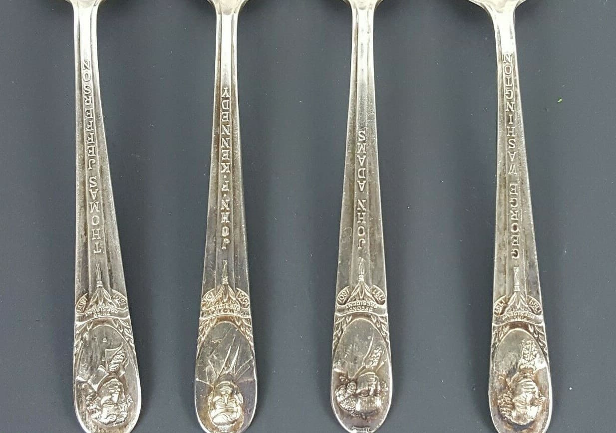 Lot of 4 Rogers manufacturing silver plated presidential spoons 4