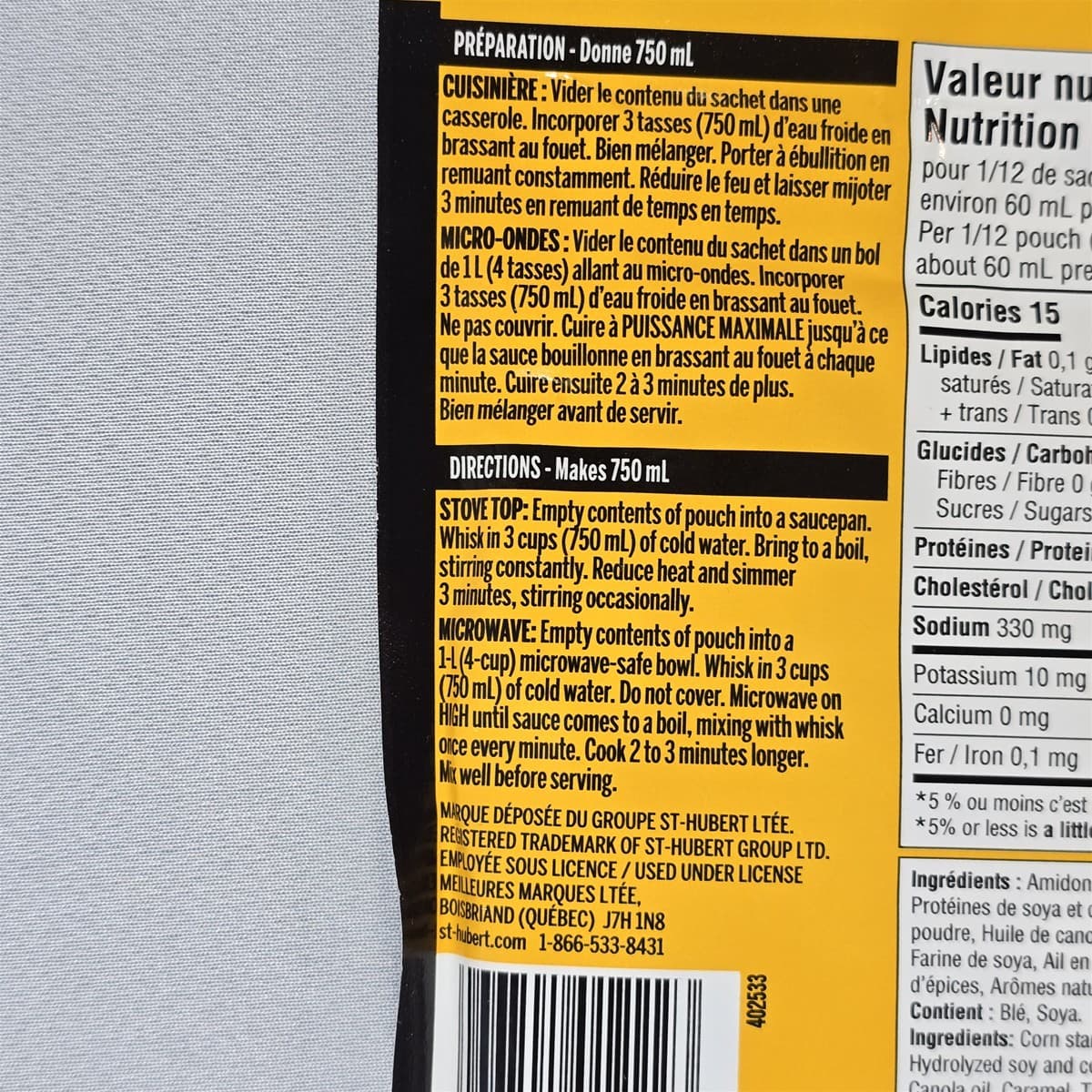 St. Hubert Hot Chicken Sandwich Gravy Mix 57g Imported from Canada - 2 Packets 2