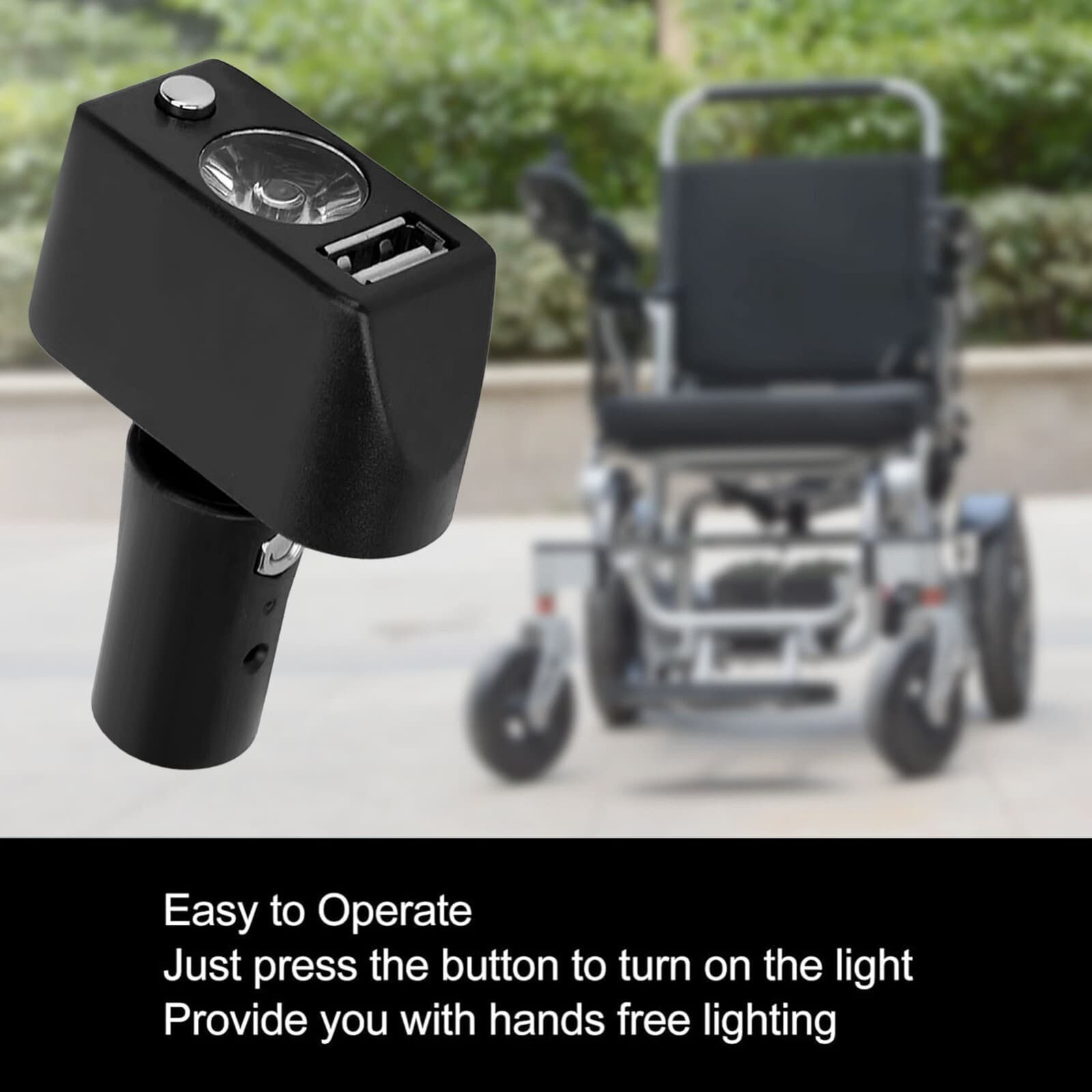 Electric Wheelchair Light 3 Pin XLR Head USB Charging Adjustable Angle LED Power 5