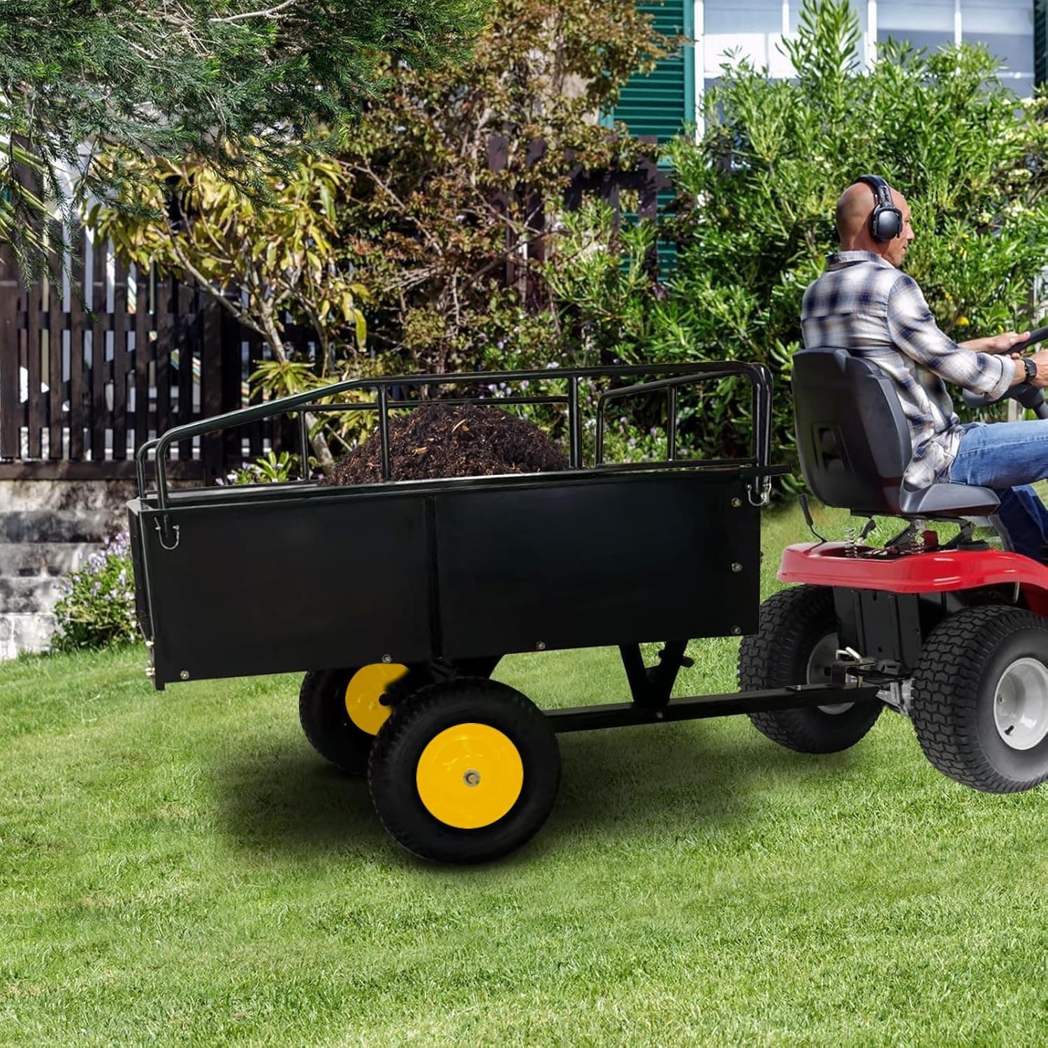 750lb Heavy Duty Dump Cart Garden Utility Trailer for ATV UTV Lawn Mower Tractor 2
