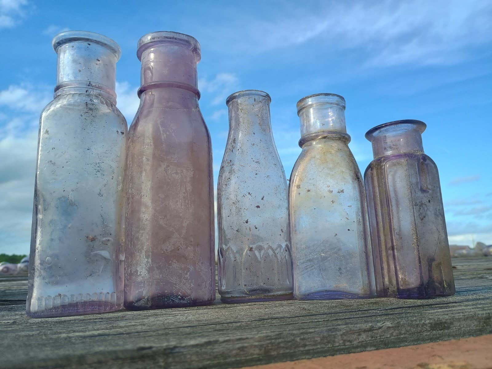 Lot Of 5 Antique Purple/Amethyst Condiment Bottles
