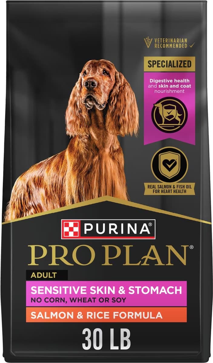 Purina Pro Plan Sensitive Skin Stomach Dog Food Salmon Rice Formula - 30 lb. Bag