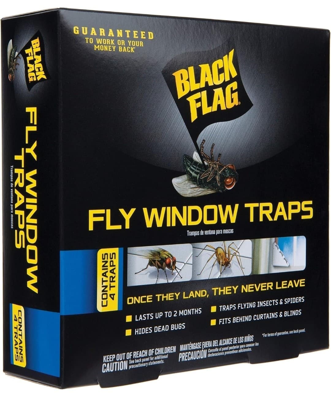 Black Flag Fly Window Traps for Flying Insects & Spiders 3 Boxes 4 Traps In Each