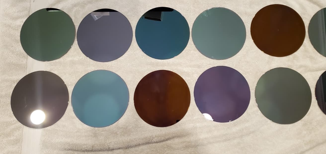 12 PC Lot 200mm 8" Semiconductor Silicon Test Wafers Different Color Plating 6