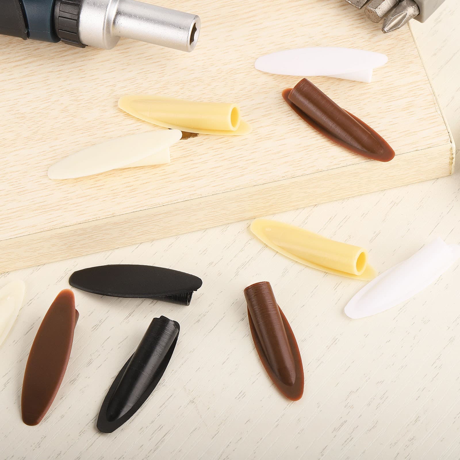 200Pcs 9mm Plastic Pocket Hole Plugs Slant Hole Caps for Wood Working, Black 5