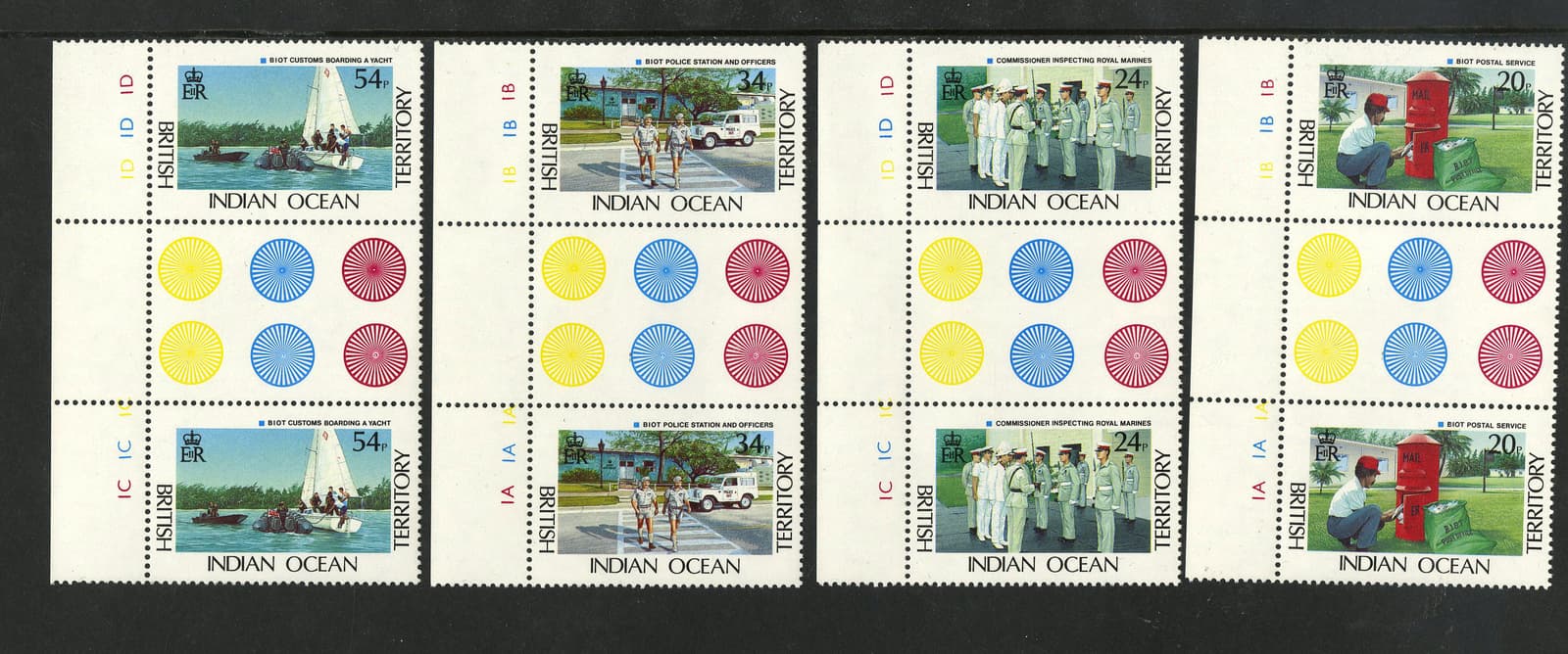 M5867 British Indian Ocean Territory 1991 SG111/4 - BIOT Admin GUTTER pairs