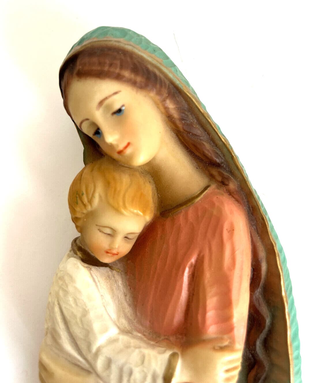 Rare VTG Made in Italy Madonna & Child Religious Wall Plaque Hand Painted 11" 3