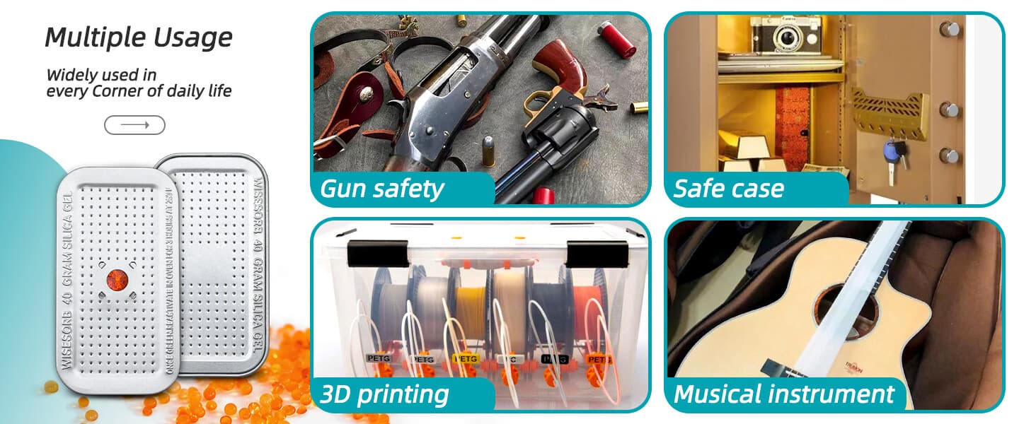 40 Gram 3 Pack Silica Gel Canister Reusable Indicating Desiccant Dehumidifier 5