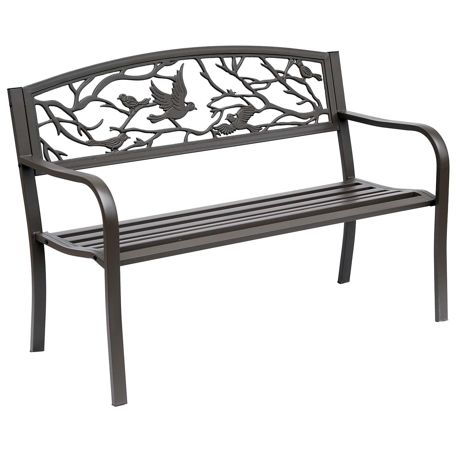 50" Garden Bench, Outdoor Patio Bench with Animal Pattern