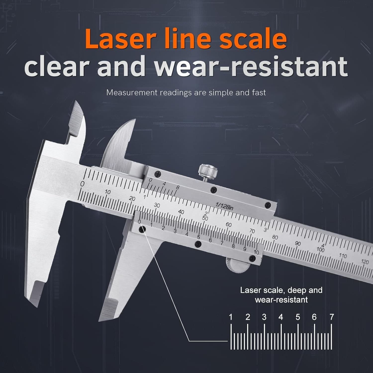 6-Inch/150Mm Vernier Caliper Measuring Tool, Fractional Calipers, High-Hardness 4