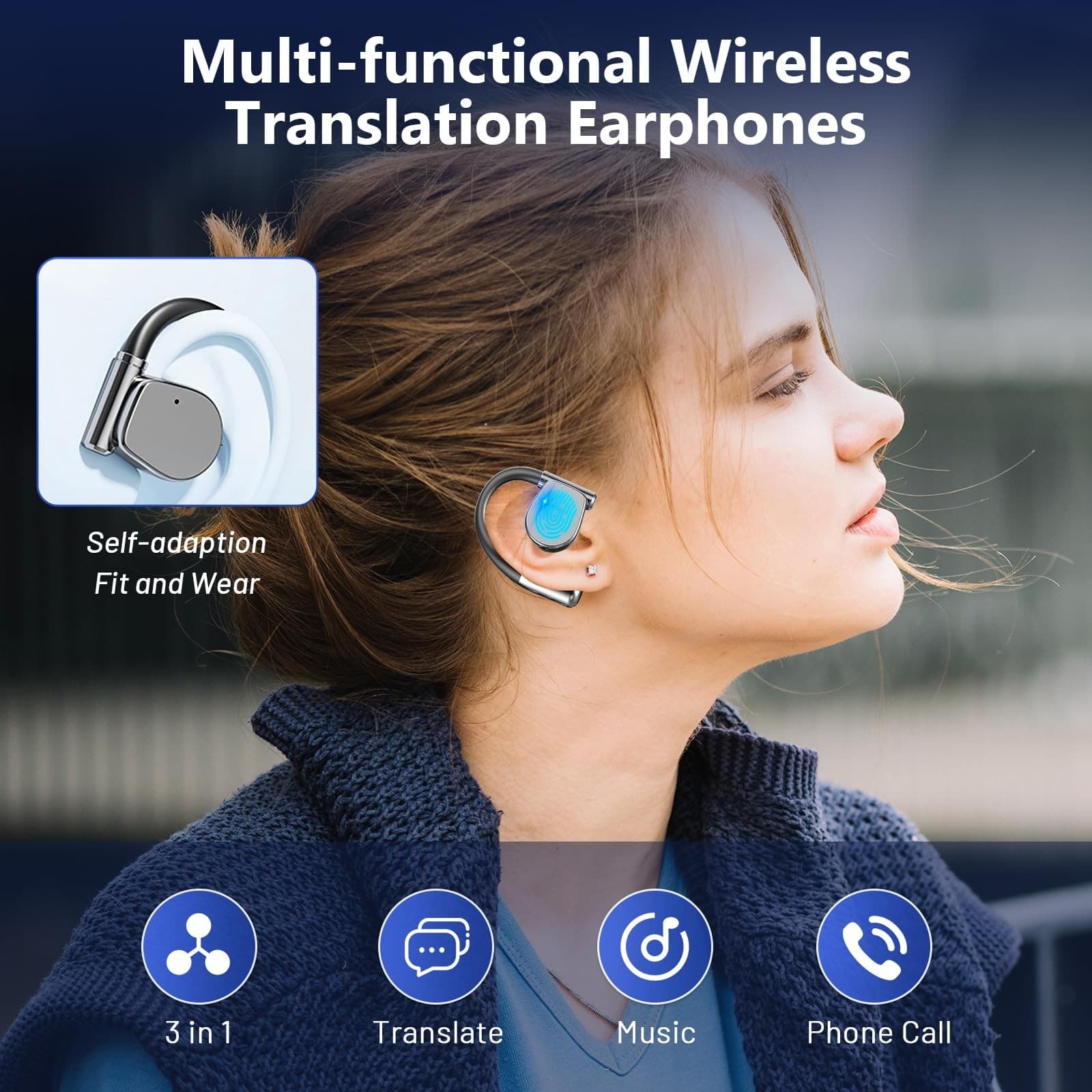 Auriculares De Traducción 144 Idiomas Traductor Voz Audifonos Para Android/iOS 6