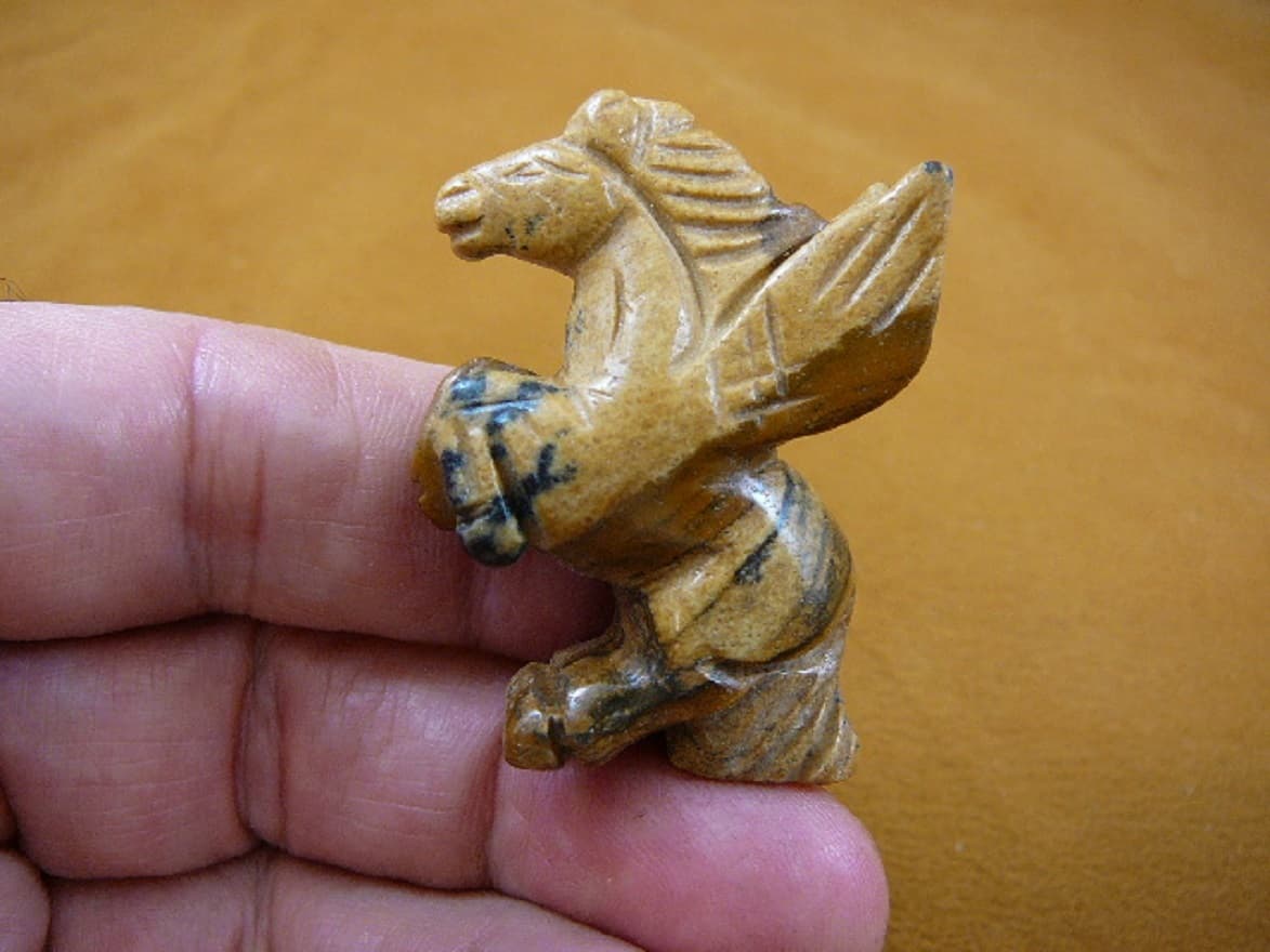 (Y-PEG-RE-551) tan PEGASUS flying wings horse Figurine carving mythical horses