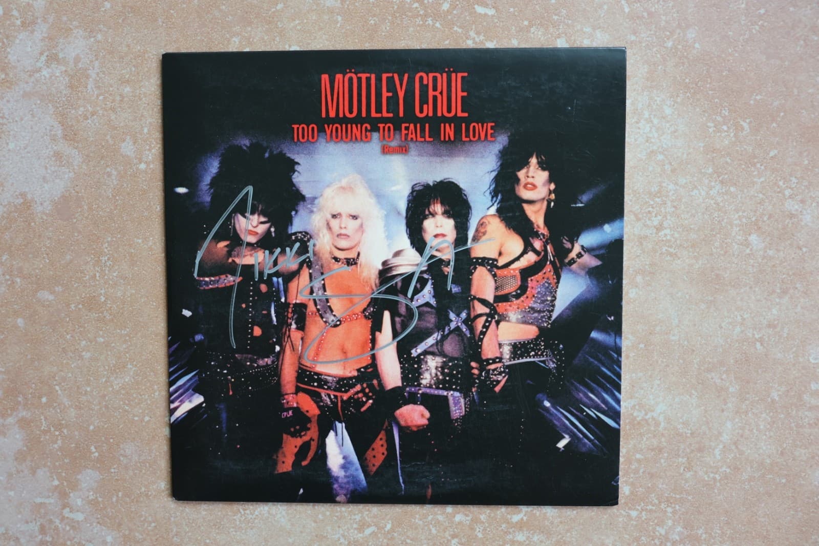 Nikki Sixx Signed Motley Crue Too Young To Fall In Love 45 Record Vinyl Shout