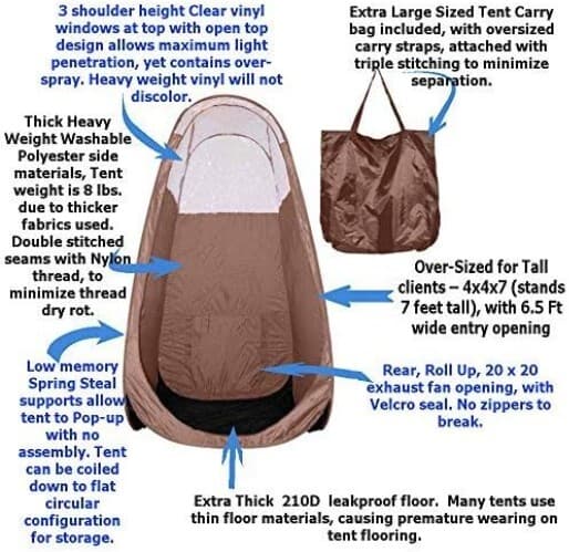 Instant Brown Pop Up Tanning Tent - Stain Resistant with Easy Access Opening 3