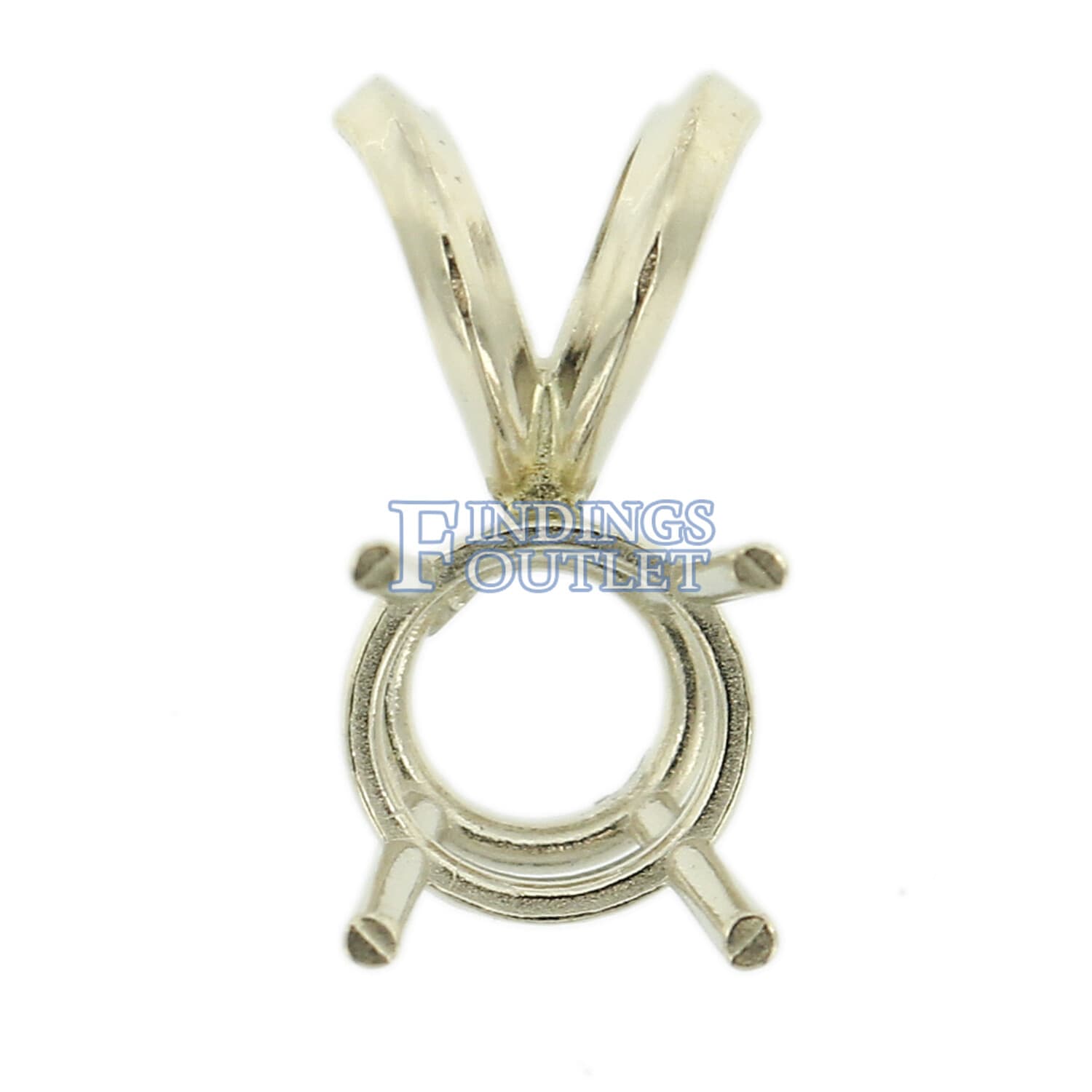 14K White Gold Round Pendant Setting Rabbit Ear Bail Mounting 0.05ct - 5.00ct 2