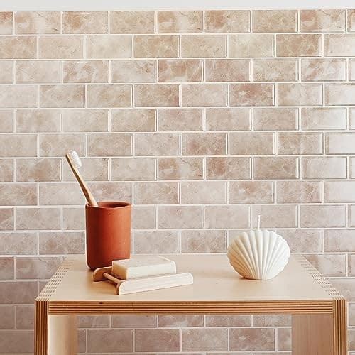 Peel and Stick Backsplash - Sheets of 10.95" x 9.70"  Pack of 10 Beige, Marble 6