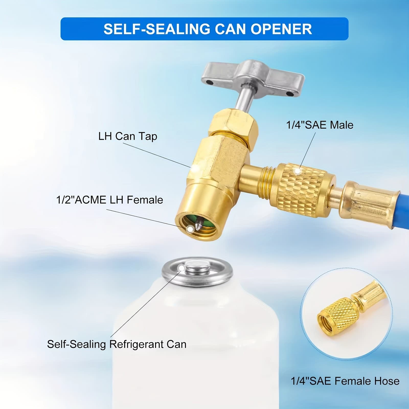 Air Conditioner Refillable Refrigerant With Low-Pressure Connector And Gauge 6