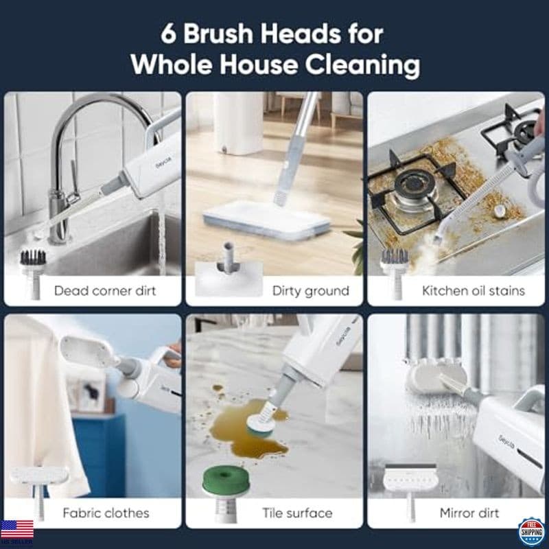 6-in-1 Steam Mop & Cleaner with Handheld Attachments for Hardwood, Windows, 6