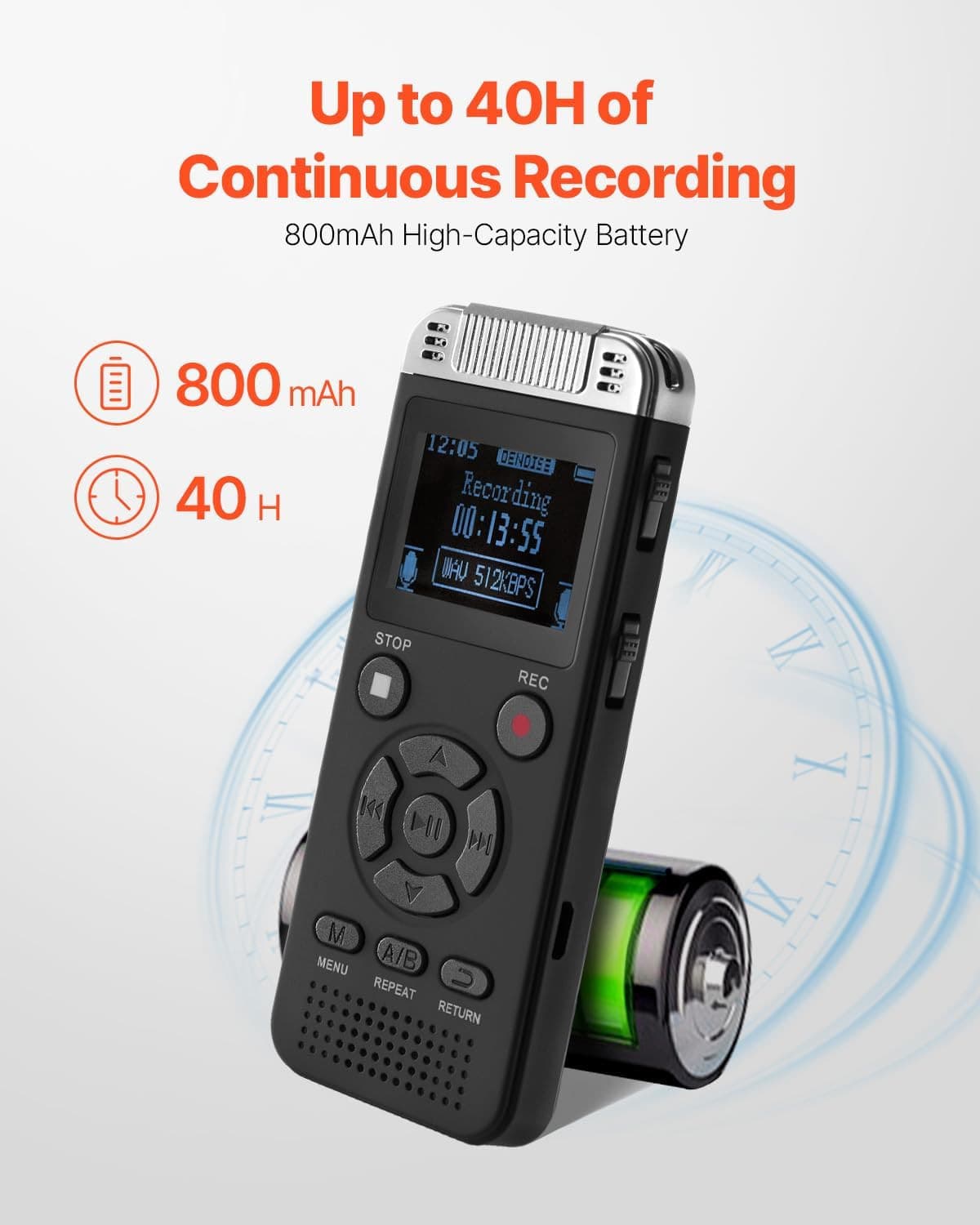 Digital Voice Recorder, 128GB, Voice Activated Recorder with Playback, Audio Rec 3